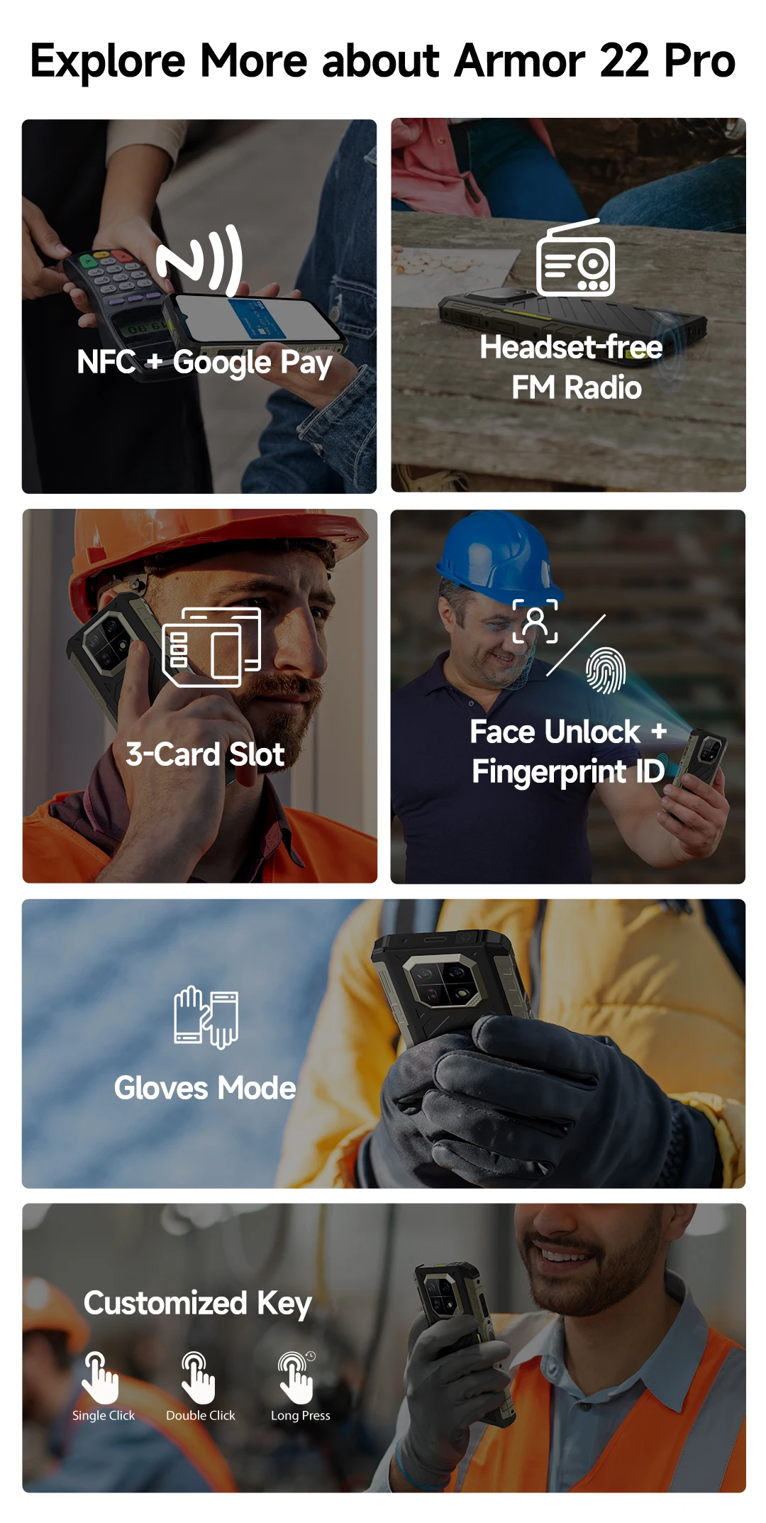 eSIM Ulefone Armor 22 Pro Rugged Phone Android 16 MTK G200 128GB/256GB Global Version Waterproof Shockproof Outdoor Smartphone