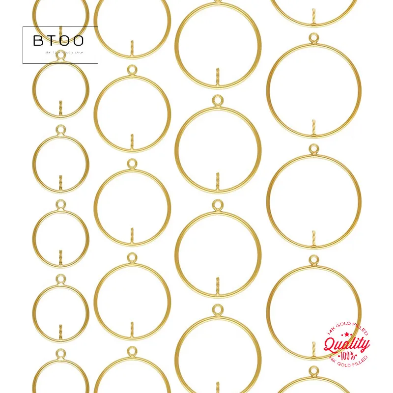 14K Gold Filled round Drop Charm with Ring 15MM/20MM/25MM/30MM Gold Pendant Jewelry Making Accessories Findings