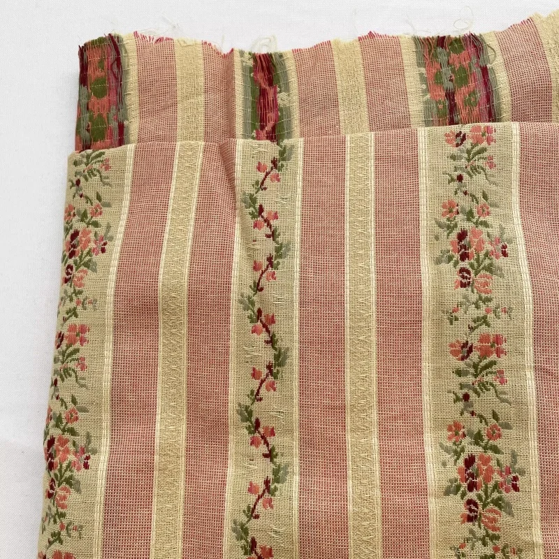 

Retro Lolita pink woven striped cotton fabric jacquard shirt dress diy fabric