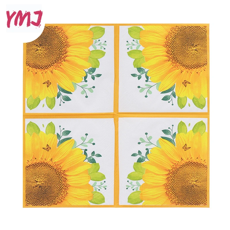 2-Ply New Sunflower Hot Paper Napkins Party Wood Pulp Paper Placemats Sunflower Printing Creative Napkins 10/20pcs/Pac 33*33cm