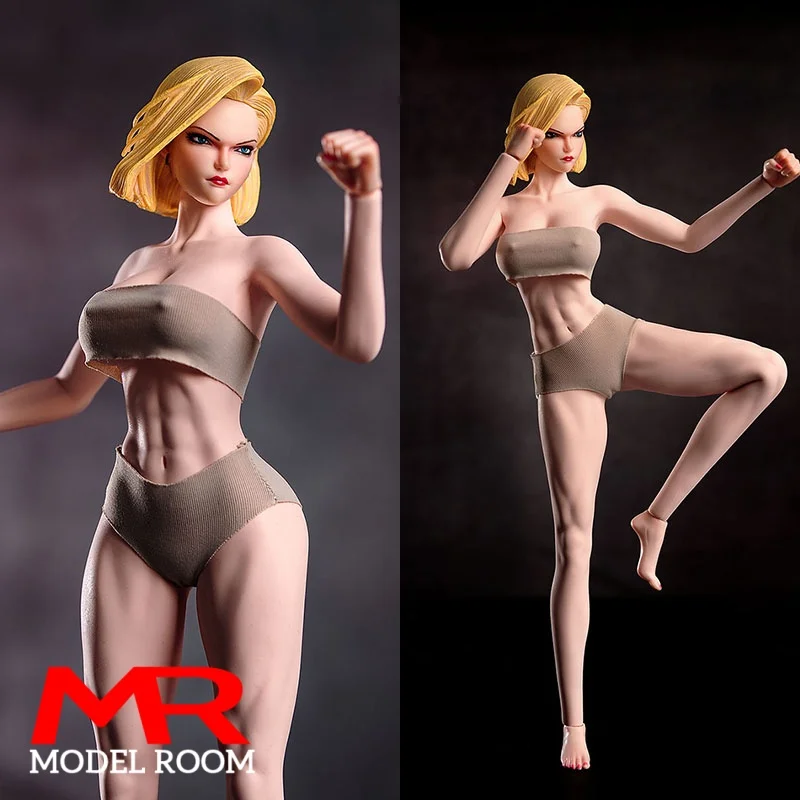 1/6 Scale Fighting Girl Muscle Seamless Body Model 12'' Soldatin Big Breast Action Figure Puppe mit physiologischen Details