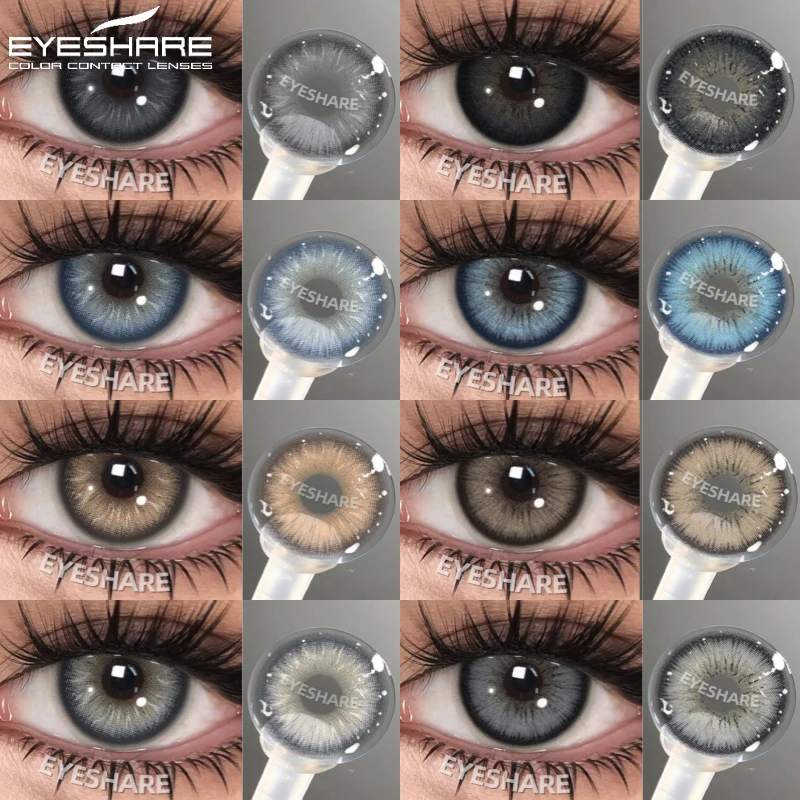 EYESHARE 1Pair New Color Contact Lenses for Eyes Natural Black Yearly Use Lenses Blue Multicolored Contact Lens Gray Pupils Lens