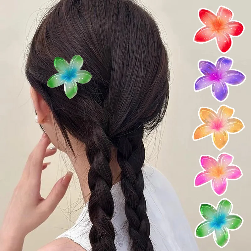 4/8CM Plumeria Flower Hair Claw Clips Women's Sweet Hair Claws Summer Romantic Grabs Hair Barrettes Headdress Accessories