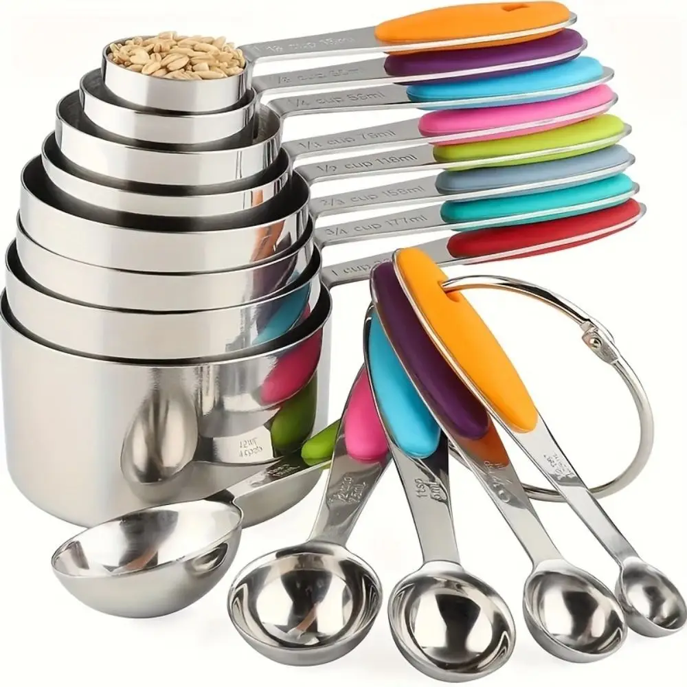

8/13Pcs Stainless Steel Measuring Spoons Set Teaspoon Stackable Spoon Measuring Cups Set Graduated Markings Tablespoon
