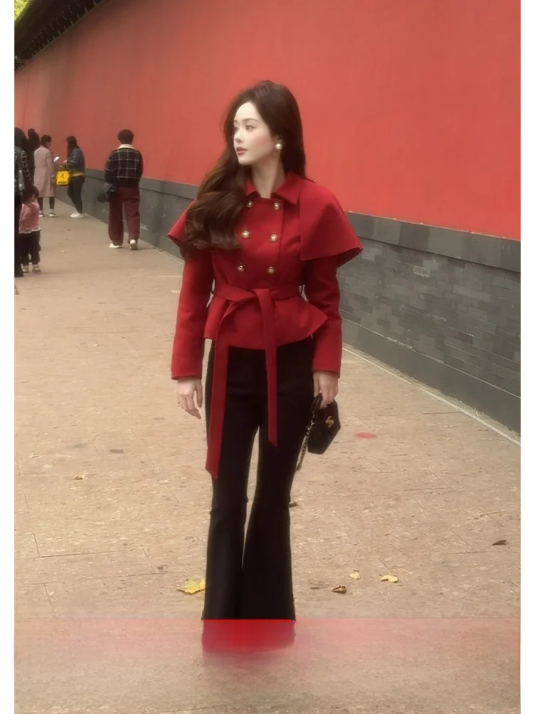 

Универсальные брюки прямого кроя, модные брюки-клеш для женщин, зима 2024, из полиэфирного волокна, повседневные брюки