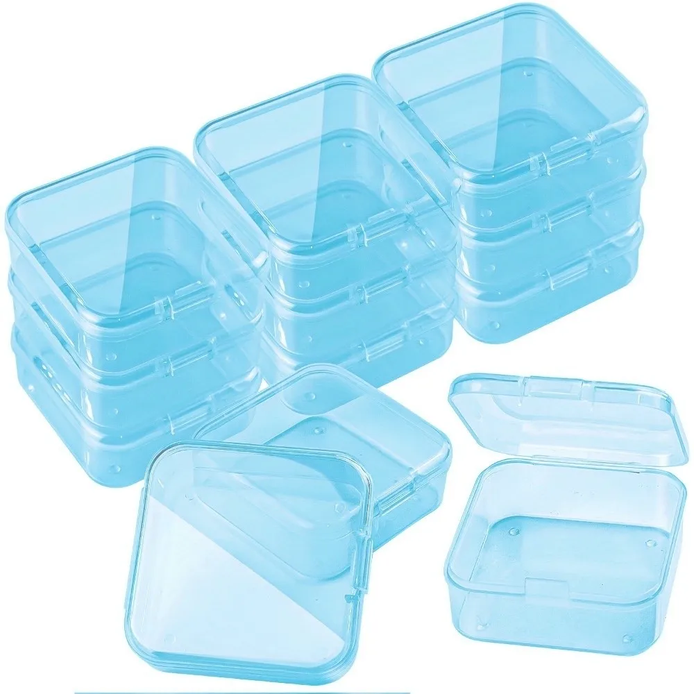 

12 Grids Jewelry Beads Storage Case Colorful Plastic Rhinestone Nail Design Organize Square DIY Pudding Bean Container