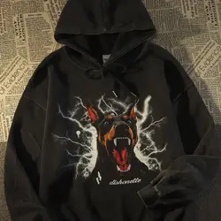 Amerikanische Hip-Hop-Trendmarke Doberman Hoodie Männer und Frauen Frühling und Herbst Europäische und amerikanische Straße übergroße Jacke Top