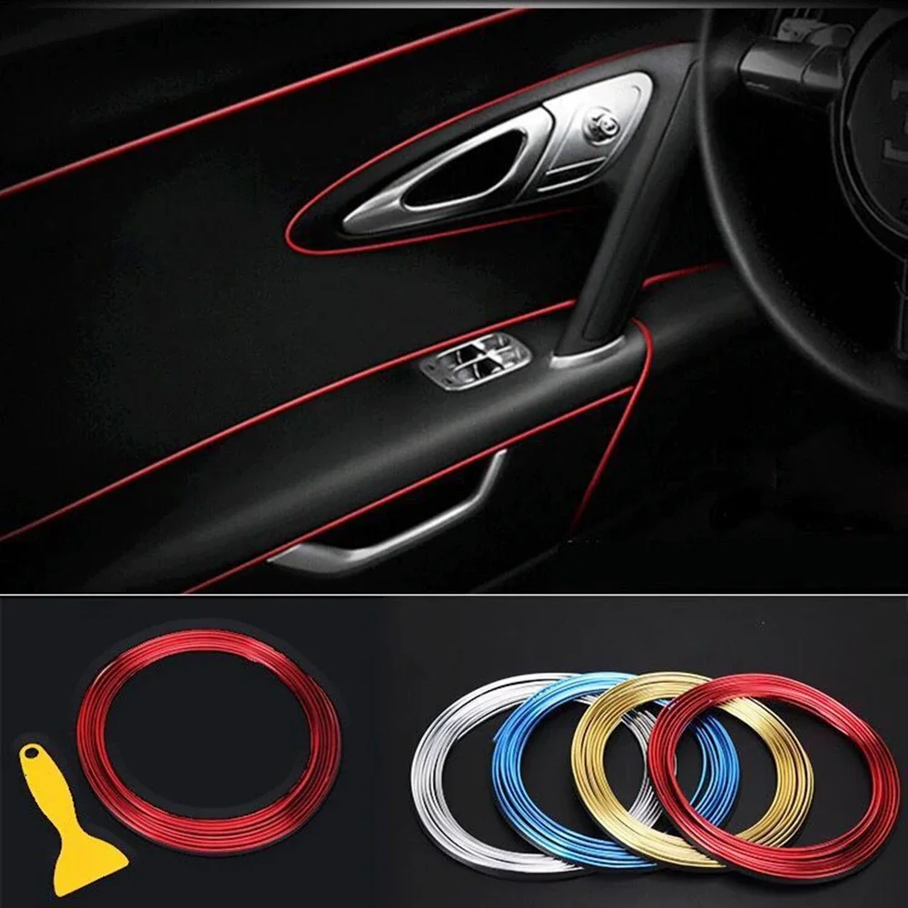 Car interior trim strips interior modification special door panel gaps dashboard decoration bright strips 5 meters