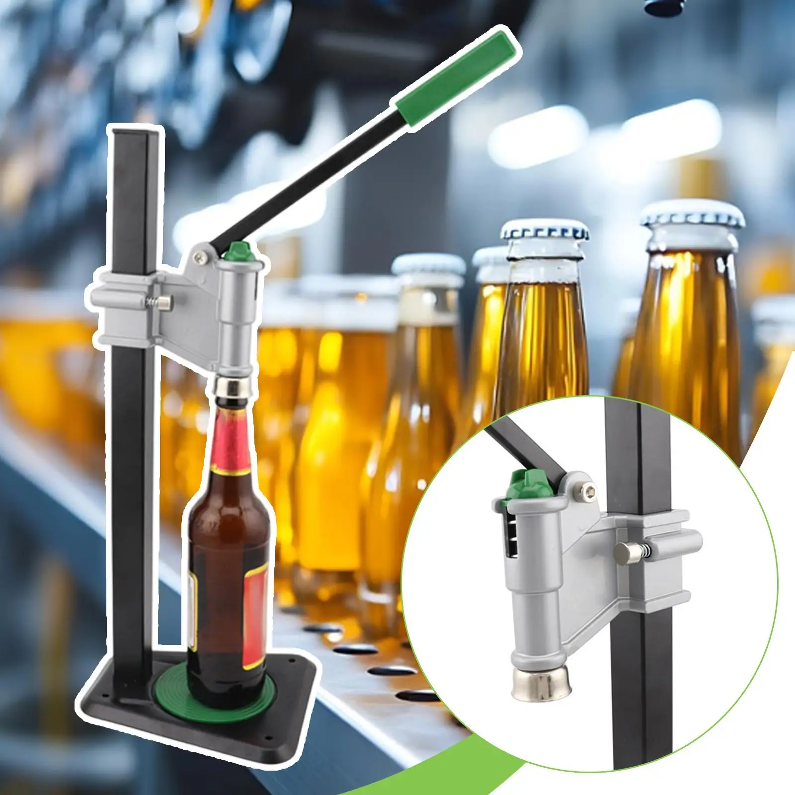 

Height Adjustable Beer Bottle Capper Sealer Sealing Tool Easy Press 20x18x51cm for Sesame Oil Glass Bottles Corking Machine