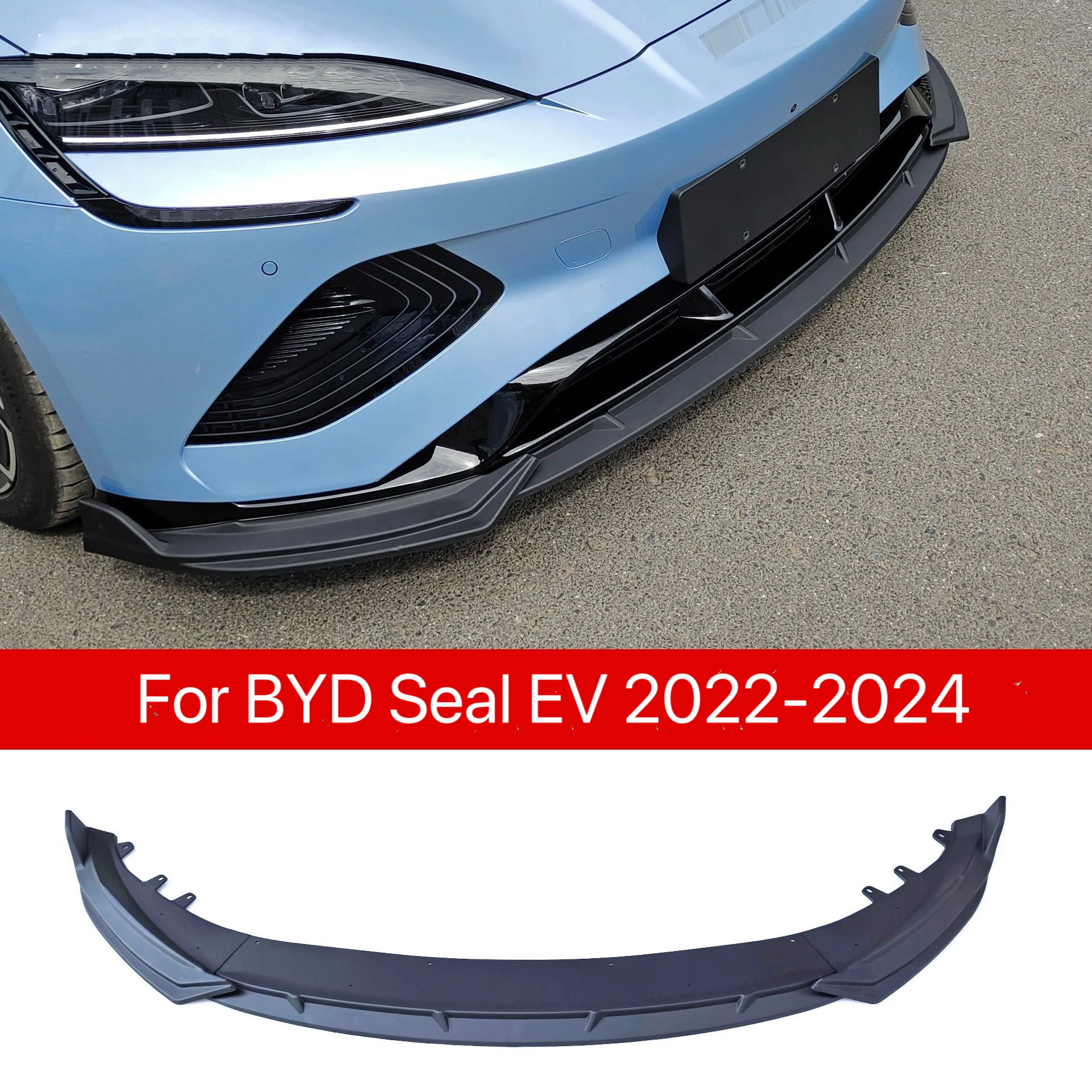 

Front Bumper Lip for BYD Seal EV Air Splitter Car Body Kit Spoiler 2022 2023 2024 Black Skirts Accessories