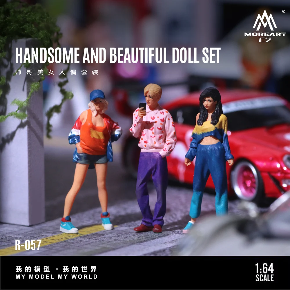Más arte 1:64 modelo de juego de muñecas de resina de chicos y bellezas guapos, modelo de figura decorativa para regalo, exhibición y colección
