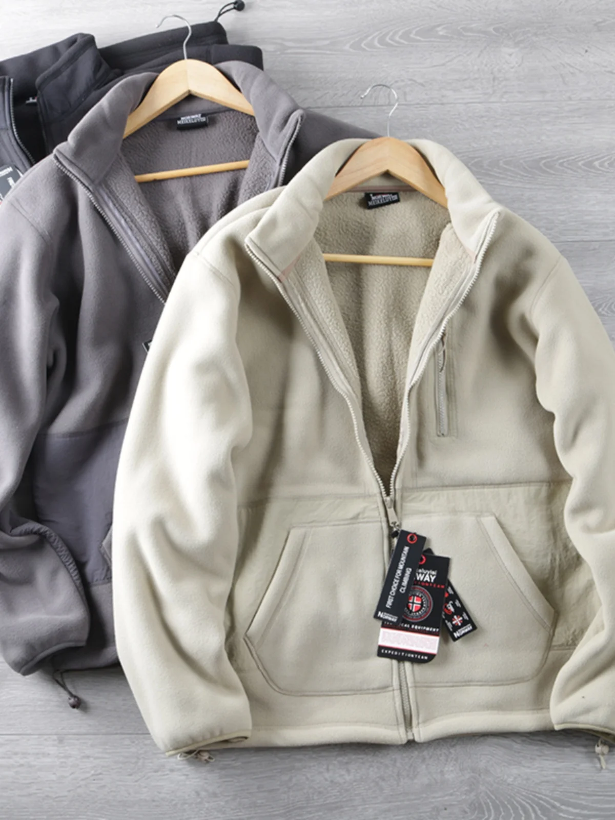 

Nordic Sle Men's Fce Lined Loose Fit Stand Collar Jaet Autumn Winter Faion Urban Long Sve Coat Casual Outerwear