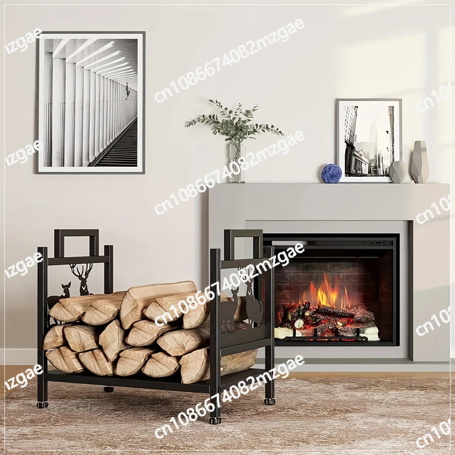 European style metal simple floor firewood rack disassembly and assembly small firewood rack fire wood storage stacking rack