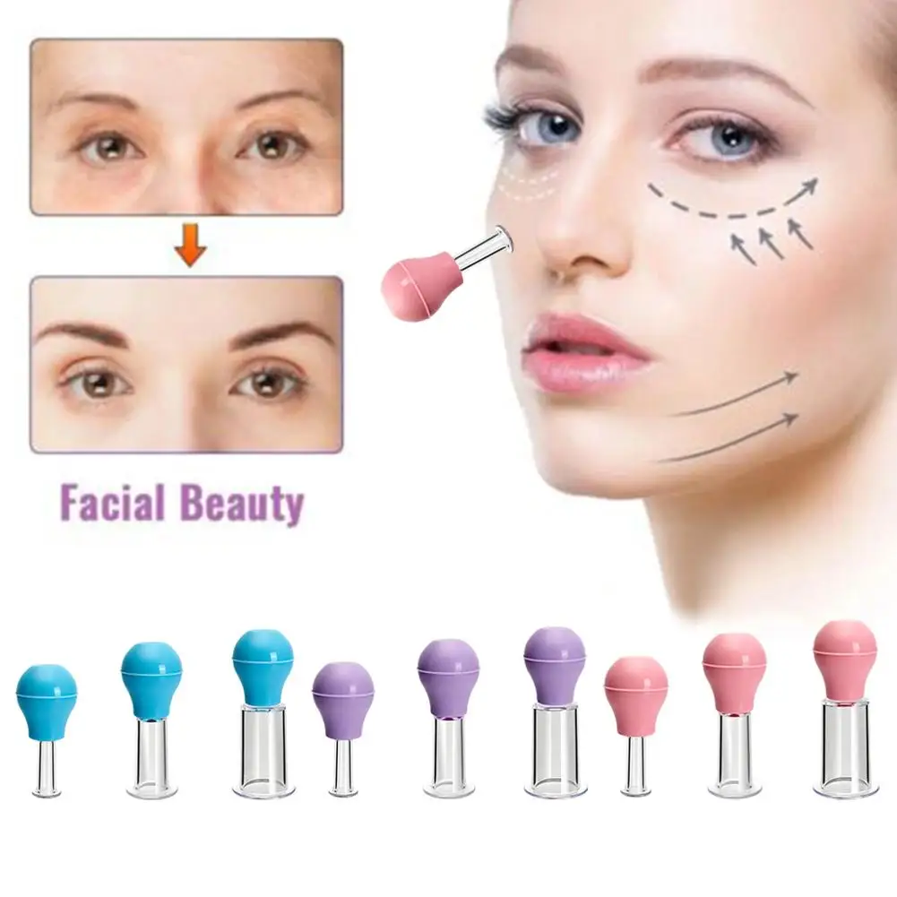 تدليك الوجه الكؤوس المطاط فراغ الحجامة الجلد رفع مكافحة السيلوليت مدلك للوجه أكواب الجسم البلاستيكية الجلد كشط تدليك W9B1