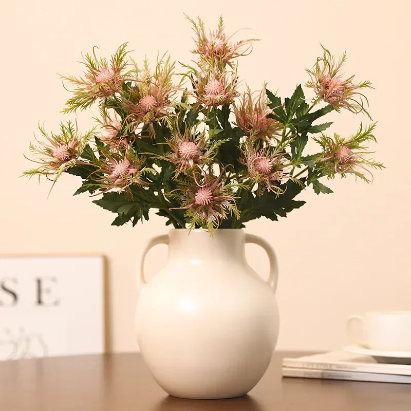 

3pcs 67cm Simulation Wild Sea Holly Branch Plastic Fake Flowers Restaurant Decor Artificial Pink Flower Plant Wedding Decoration