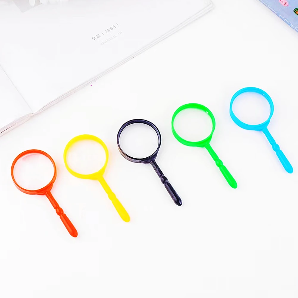 12 Pcs Mini Plastic Colorful Portable Magnifying Glass Kids Birthday Baby Party Favors Candy Bag Prize Toy Pinata Filler 4x10cm