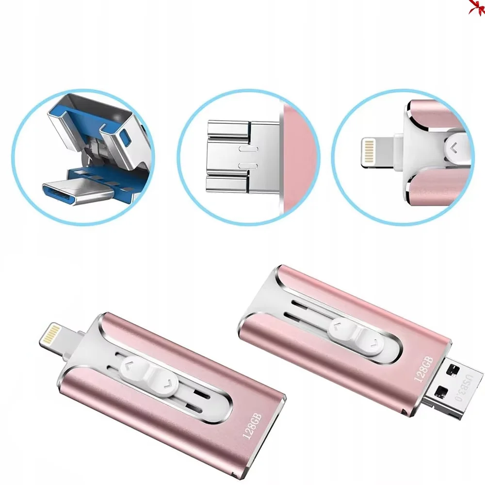 Chiavetta USB 3.0 ad alta velocità, memoria da 128 GB, compatibile con iPhone, dispositivi Type-C, Android e PC, unità esterna, chiavetta per foto, spedizione rapida.