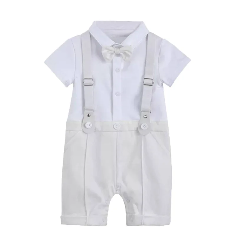 Baby Boy Baptism Romper Christening Clothing Outfit  Suits 1st Birthday White Dress Beret+ Jumpsuit  Boy Gentleman Clothes