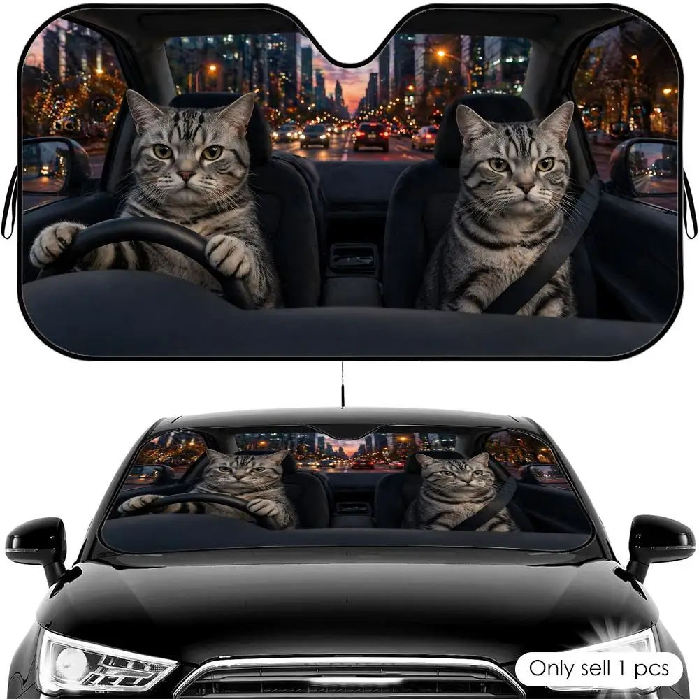 American Shorthair Driving Sun Visor Foldable Universal Car Windshield Sun Shade UV Protection Heat Insulation Foldable Cover