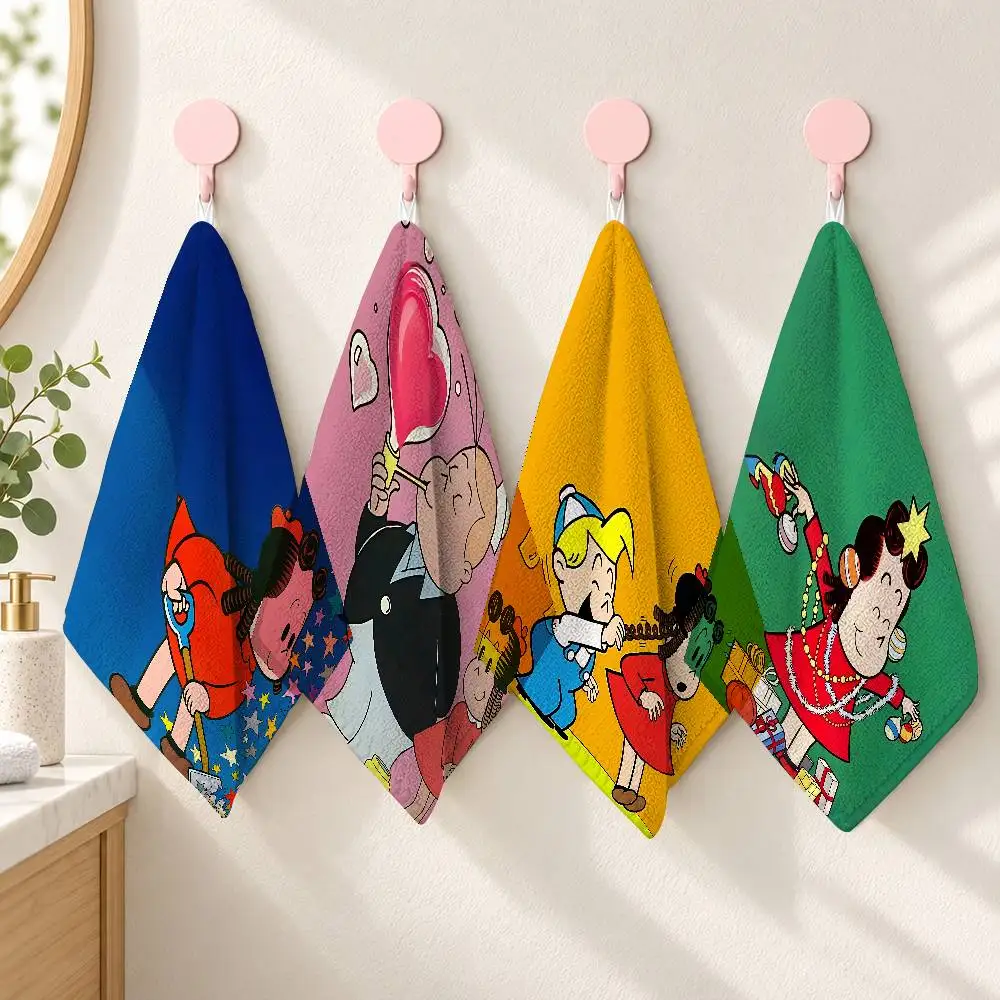 L-Little L-Lulu Cute Small Printed Hand Towel 25x30cm Soft Polyester Cotton Towel For Bathroom Kitchen Sink Use