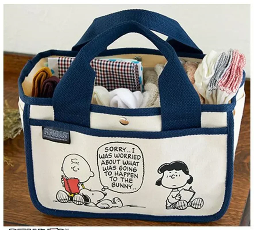 

Snoopy Boys and Girls Cartoon Cute Tote Bag Desktop Canvas Multifunction Handbag Organizer storage Bag shopping bag