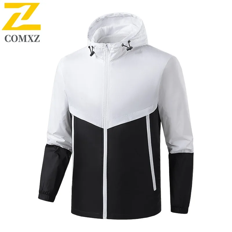 

COMXZ Men Hooded Jacket Color Blocking Outdoor Adventure Hiking Camping Hunting Windbreaker Coat Autumn Adventure Techwear Coat