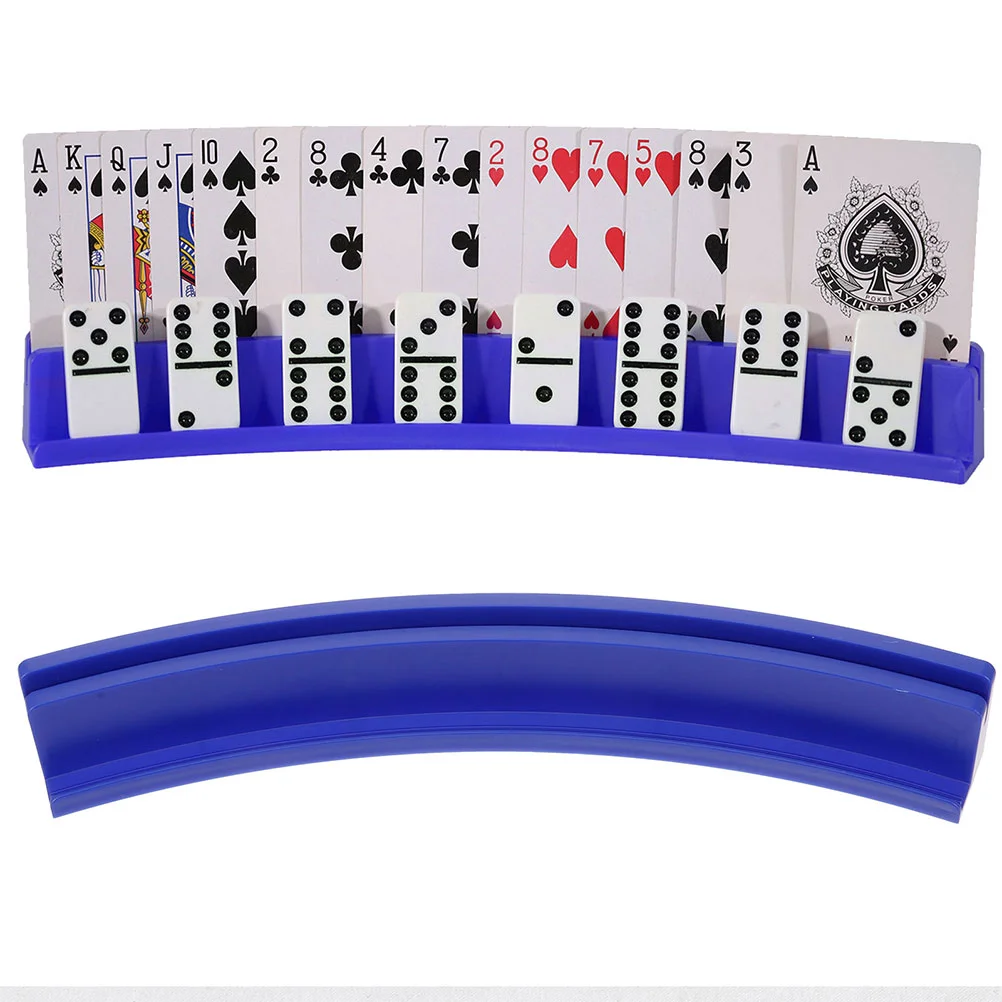 2 Pcs Desktop Stand Poker Multi-function Domino Bases Playing Card Holders for Adults Showing Rack Blue