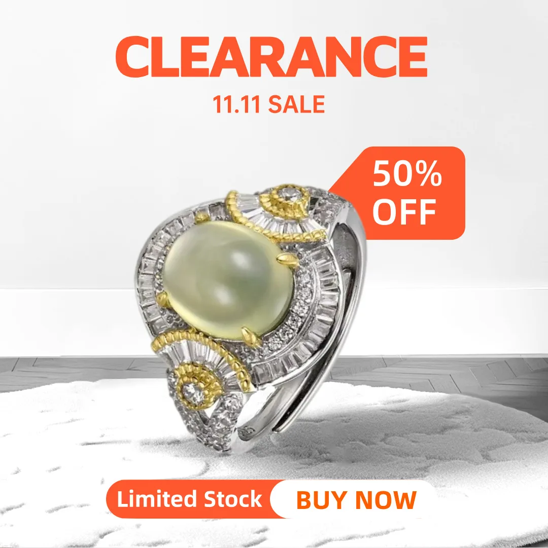 

GEEZENCA, двухцветные кольца из стерлингового серебра 925 пробы с натуральным пренитом для женщин, распродажа, ограниченный запас, первый, получите