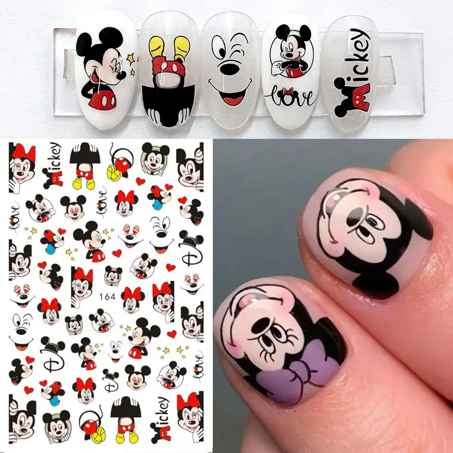 

1PCS Mickey and Minnie 3D Stickers Disney Nail Sticker Nail Accessories Stitch Cartoon Decals Nail Decoration Anime Nail Sliders