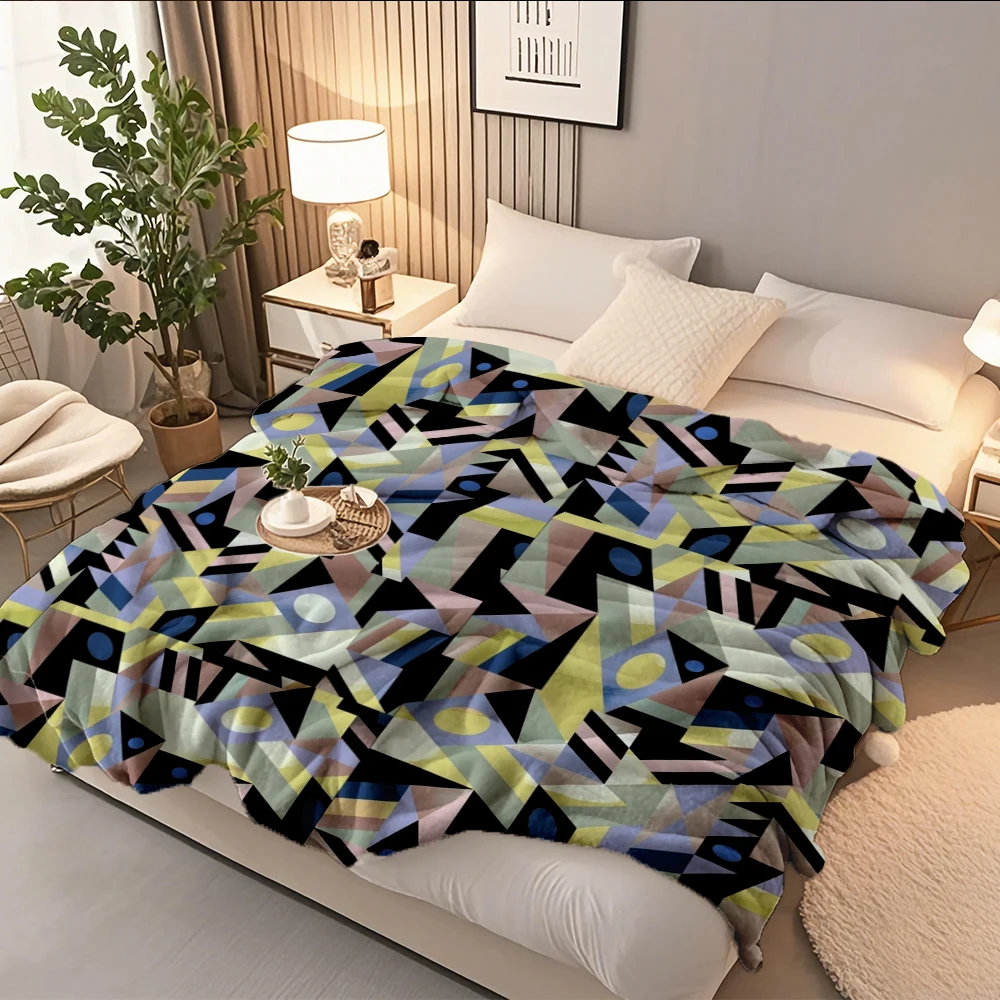 

Trendy Flannel Soft Blanket Contemporary Modern Abstract Watercolor Scandinavian Plush Throw Blanket Hypoallergenic