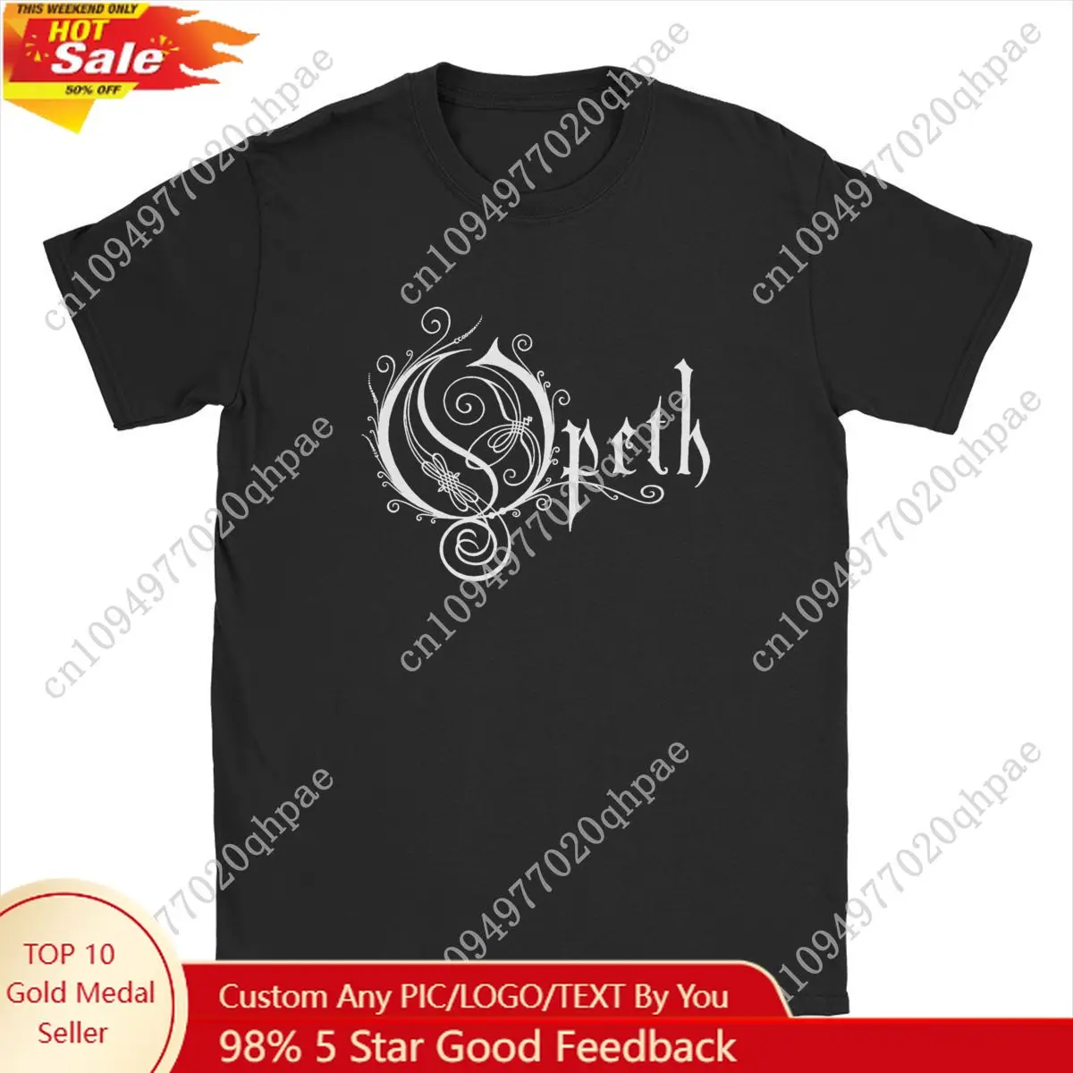 

Opeths Logo Death Metal Band T Shirt for Men Cotton Novelty T-Shirts Round Neck Vintage music album Tees Short Sleeve Tops Gift