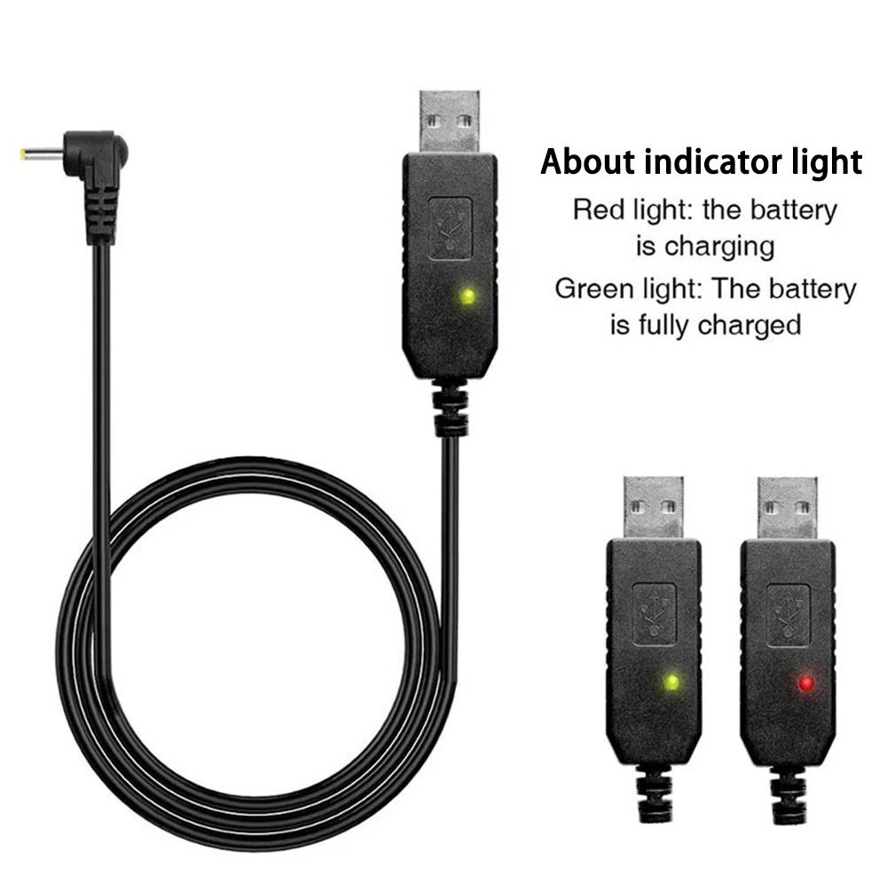 2.5mm USB Charger Cable with Light Indicator for Baofeng Walkie Talkie UV-5R UV-82 BL-5L High Capacity Battery for 2 Way Radios