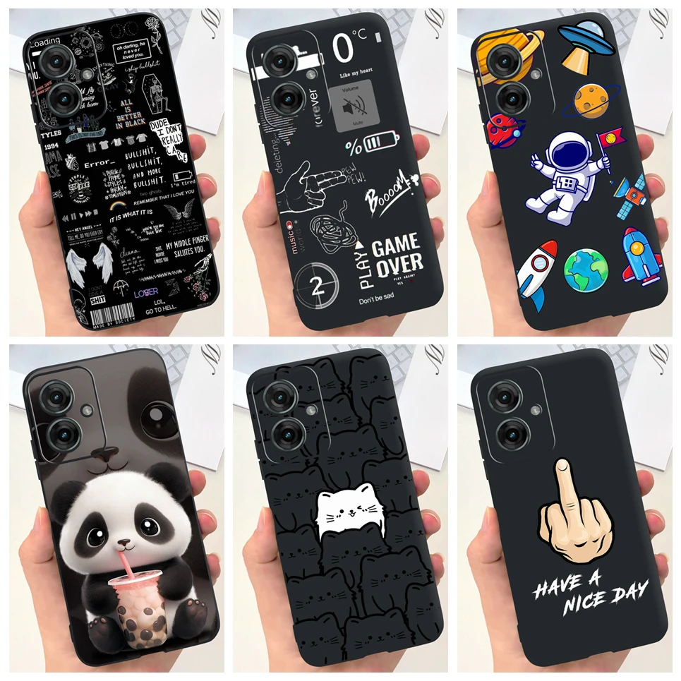Animals Painting Phone Case For Motorola Moto G55 5G MotoG55 G 55 Back Cover Panda Rabbit Cat Funda Bumper Soft Silicone