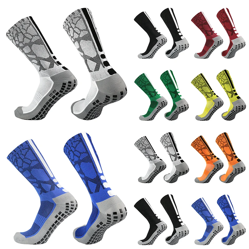 

striped New heel honeycomb patterned football socks Sports non-slip square silicone grip soccer socks calcetines hombre futebol