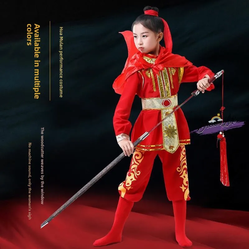 

Hua Mulan Costume Performance Clothes Ancient General's Armor Children's Dance Performance Traditional Opera Outfit Female