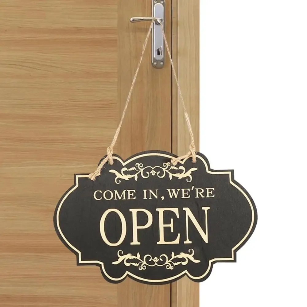 Reversible Reversible Creative OPEN/CLOSED Sign Wooden Hanging Decoration, Suitable for Cafes, Bars, Other Store Decoration