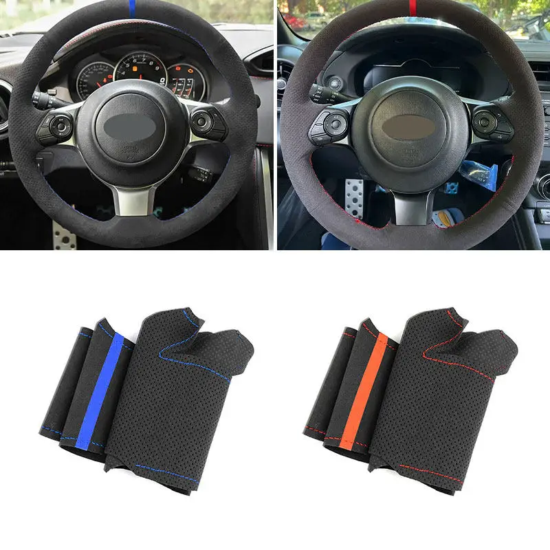

Car Interior Steering Wheel Cover Trim For Toyota 86 Subaru BRZ 2016 2017 2018 2019 2020 Suede Perforated Leather Accessories