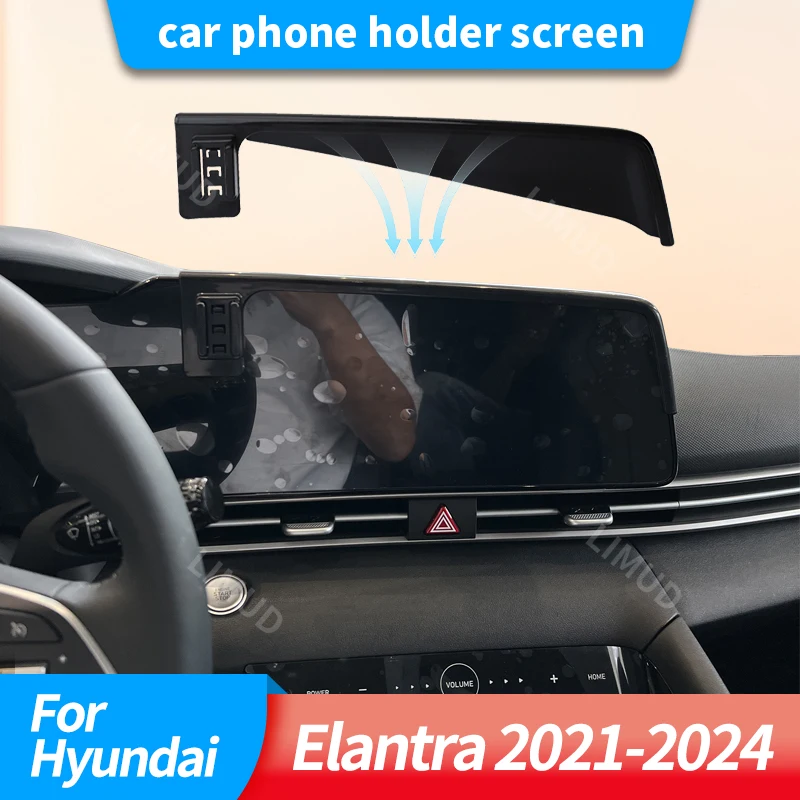 Autohalterung für Hyundai Elantra 2021 2022 2023 2024 Bildschirm Kabelloses Ladegerät Handyhalter GPS-Halterung Schwerkraftständer Zubehör