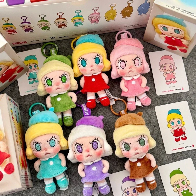 Оригинальный новый плюшевый брелок Pop Mart Angry Molly Heart Fire Burst Series, коллекционная кукла-сюрприз в подарочной коробке, милый коллекционный подарок для любителей игрушек