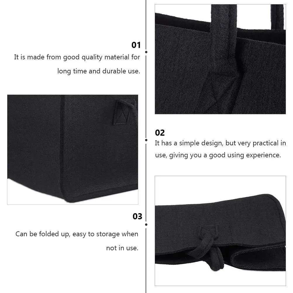 

Felt Firewood Storage Bag Portable Lightweight Outdoor Pouch Foldable Camping Garden Organizer Storage Bag