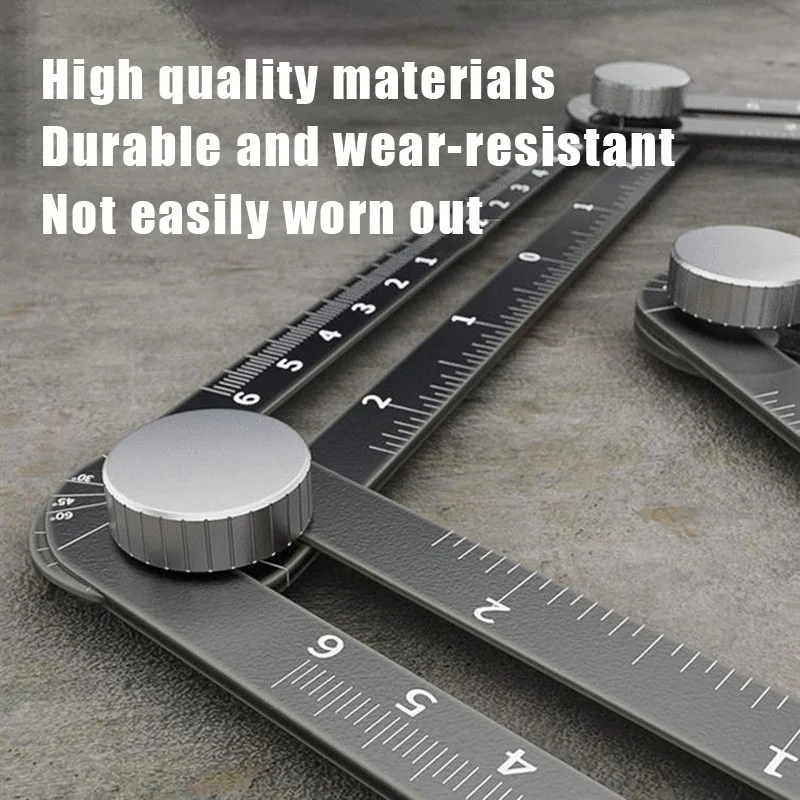 6 Fold Construction Angle Measuring Ruler Aluminum Alloy Perforated Mold Template Tool Locator Drill Guide Tile Hole