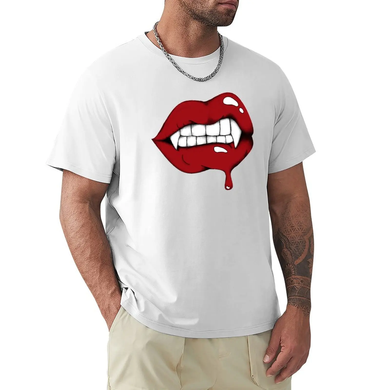 

Digital Art Vampire Lips sticker T-shirt vintage clothes summer clothes sublime cute clothes black t-shirts for men