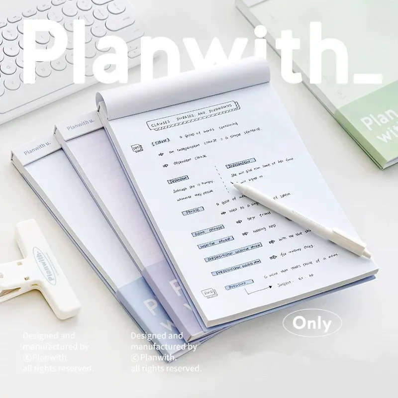 MINKYS 80 Sheets Kawaii Colored Page Blank Line Memo Pads Paper Planner To Do List Journal Tearable Notebook Paperlaria