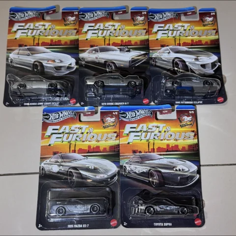 Hot Wheels Diecast Car Fast And Furious 25th Anniversary Silver Series Mitsubishi Eclipse Toyota Supra Honda Civic 6Q Batch