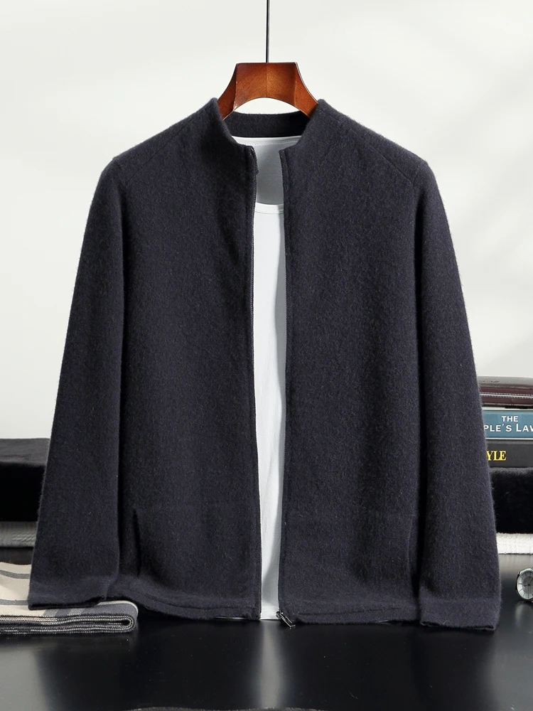 

Yoyoselect мужской спортивный повседневный кашемировый кардиган осенний утолщенный теплый кашемировый свитер на молнии 100% кашемировая вязаная шикарная куртка