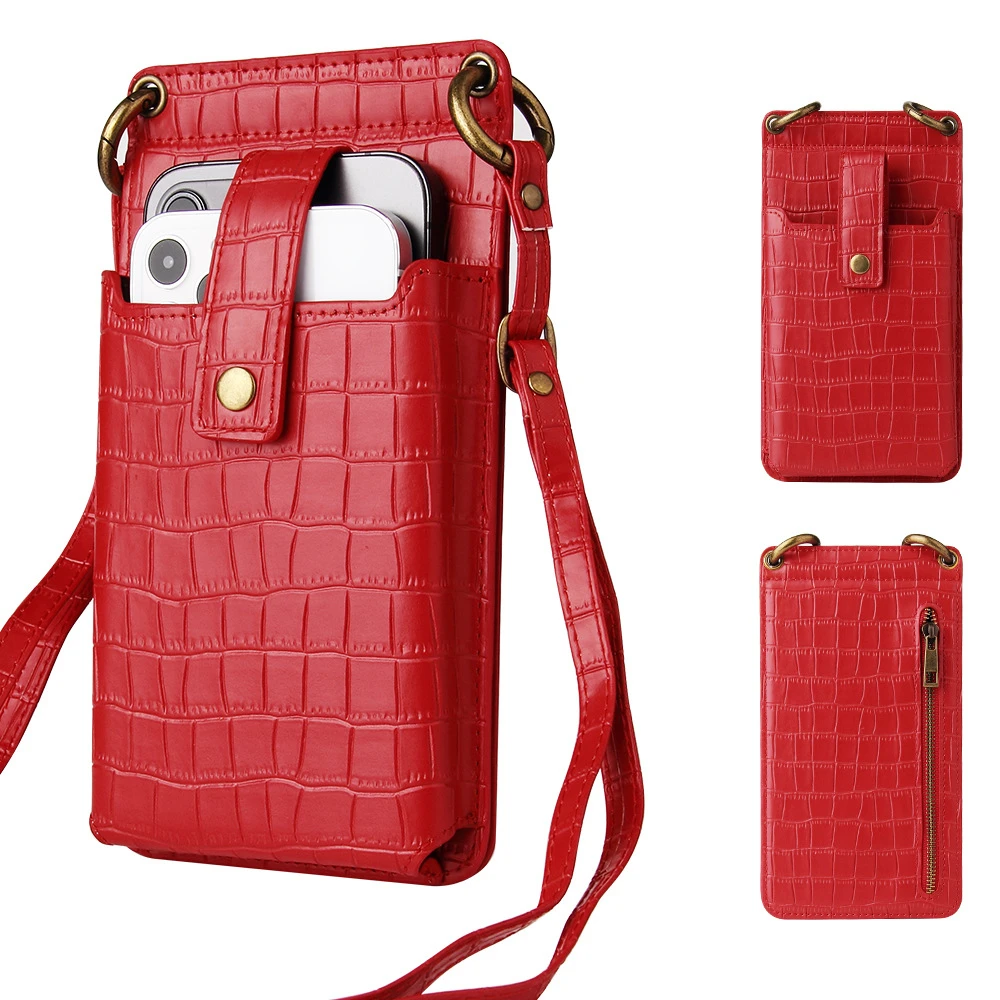 

Crocodile Pattern Crossbody Bag Women Retro One Shoulder Bag with Mirror Card Slots For 5.5-6.5-6.7-6.9 inch Phone