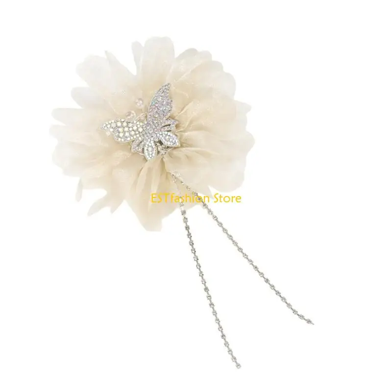 

Y5GC Flower Sewing Hair Clip Brooch Elegant Flower Beaded Sequined for Decoration Crystal Appliques Sew on Dress