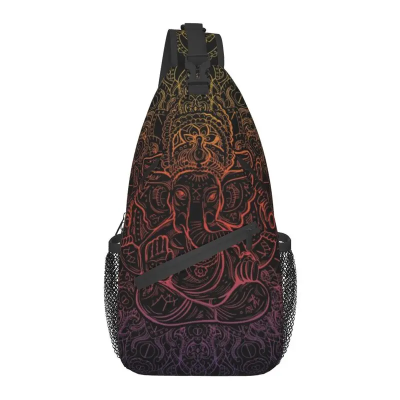 

Fashion Lord Ganesha Mandala Pattern Crossbody Sling Backpack Men Elephant God Shoulder Chest Bag for Hiking