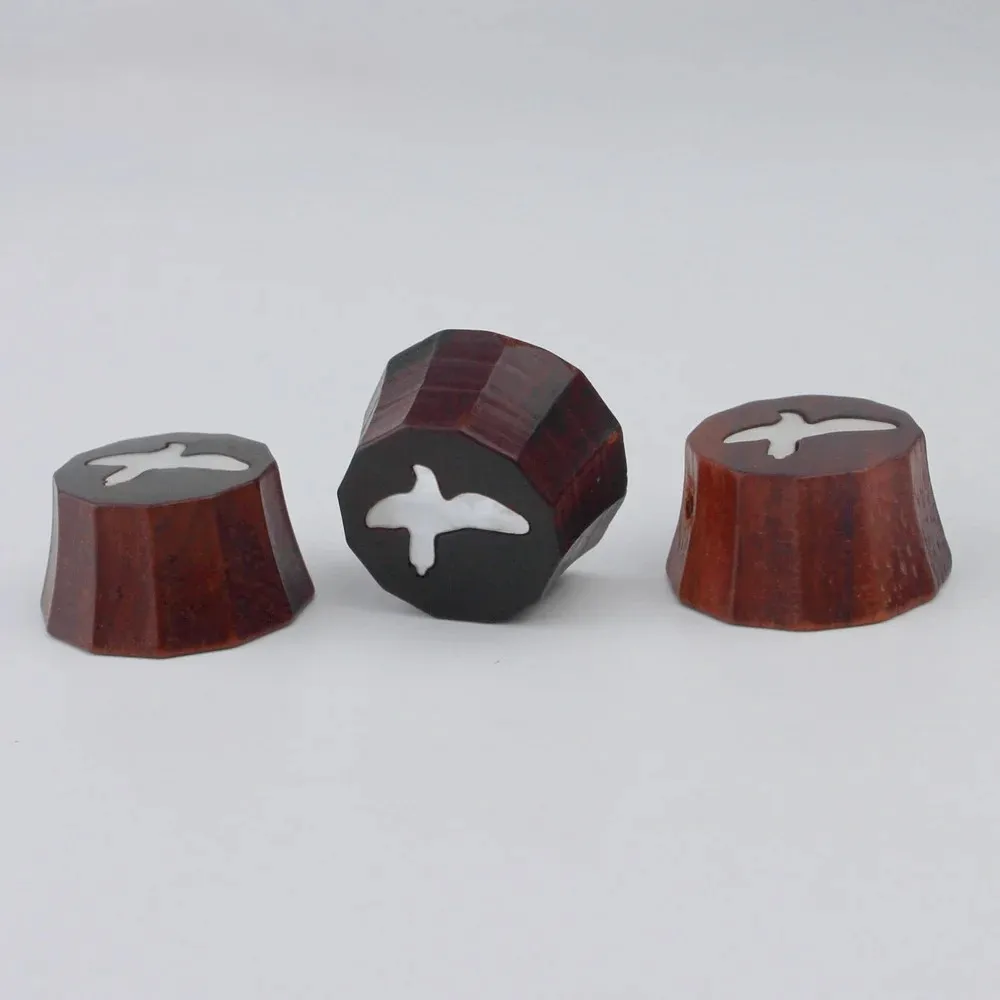 PRS Style Sandalwood Red/Ebony Potentiometer Knob  ,Surface Pattern Bird ,Bass Guitar