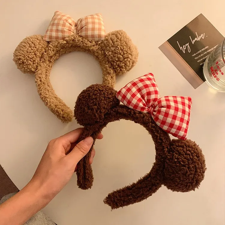 Cute Bow, Bear Ears, Plush Hair Hoops, Women\'s Face Wash, Headband, Hair Clip, Cartoon Brown Headband, Hair Accessories, Winter